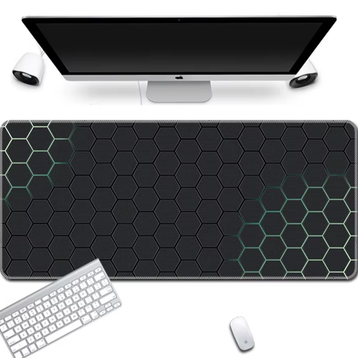 Mouse pad, Zola®, suprafata respirabila, anti-alunecare, cauciucat pentru gaming, model fagure, 80x30 cm, negru/verde Mouse pad, Zola®, suprafata respirabila, anti-alunecare, cauciucat pentru gaming, model fagure, 80x30 cm, negru/verde